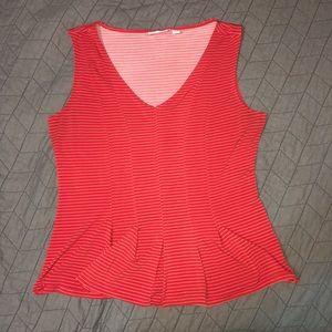 Striped Peplum Sleeveless Top